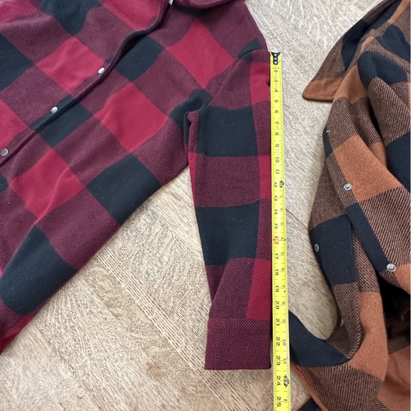 BB Dakota Anthropologie Eldridge Buffalo Plaid Jacket Shacket Dark Red Large - Picture 15 of 16